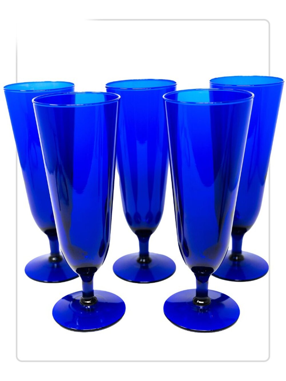 Cobalt Blue Fountain Glass (set of 5)